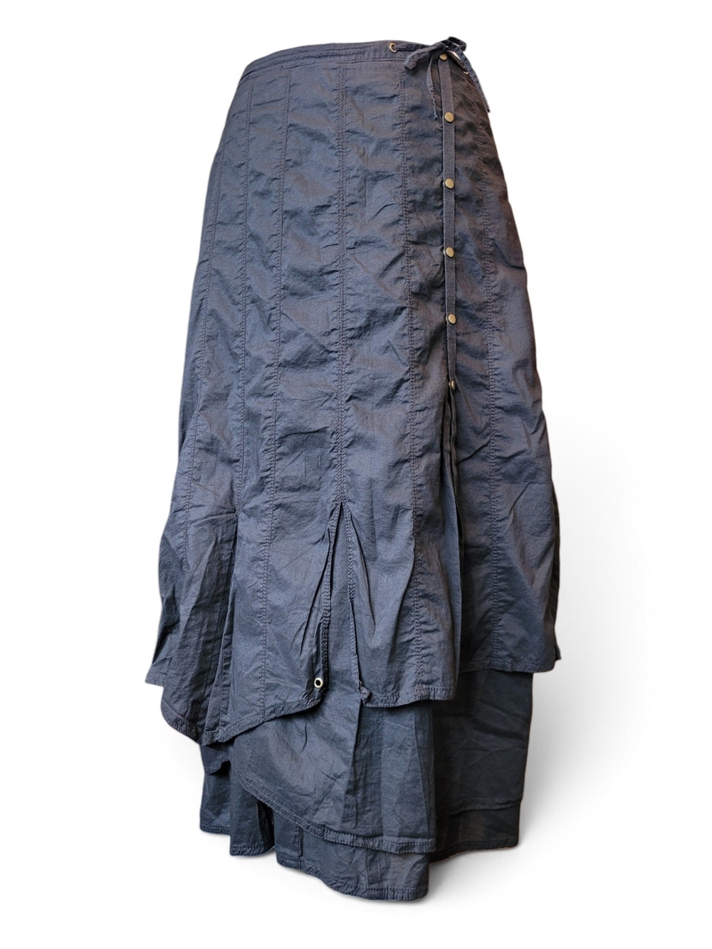 Vintage Layered Maxi Skirt Goth Utility Steampunk Grunge Y2K Black Medium